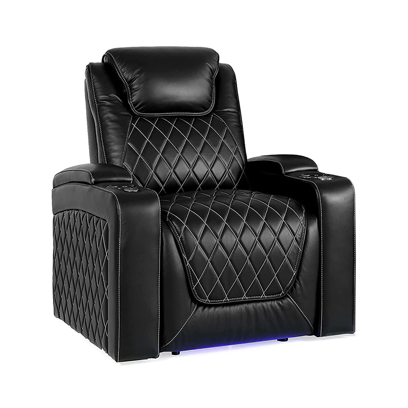 Asientos de cine en casa, sillón reclinable eléctrico, iluminación LED (fila de 2, negro)